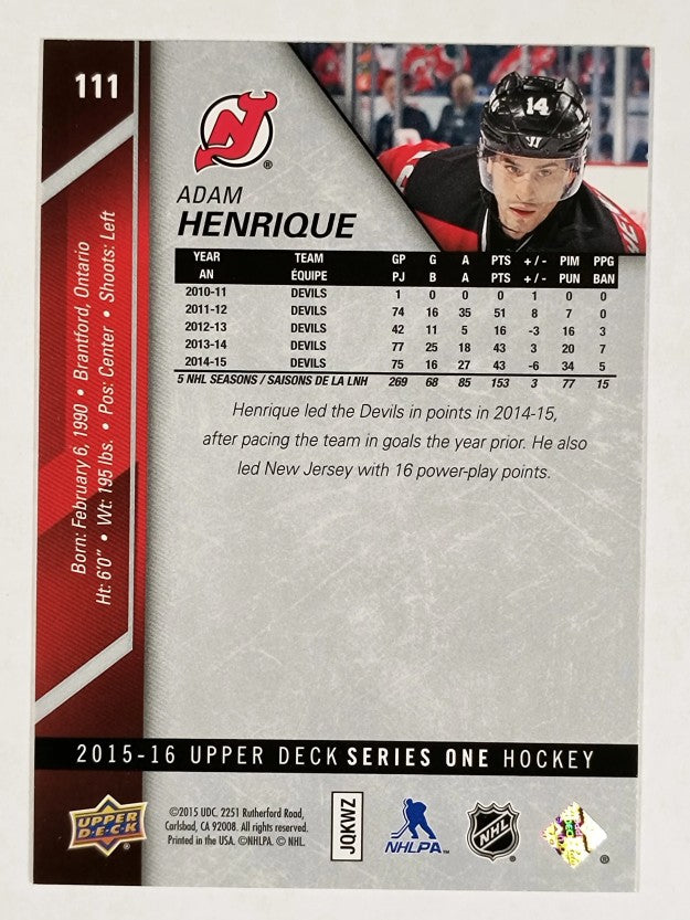 2015-16 Upper Deck #111 Adam Henrique