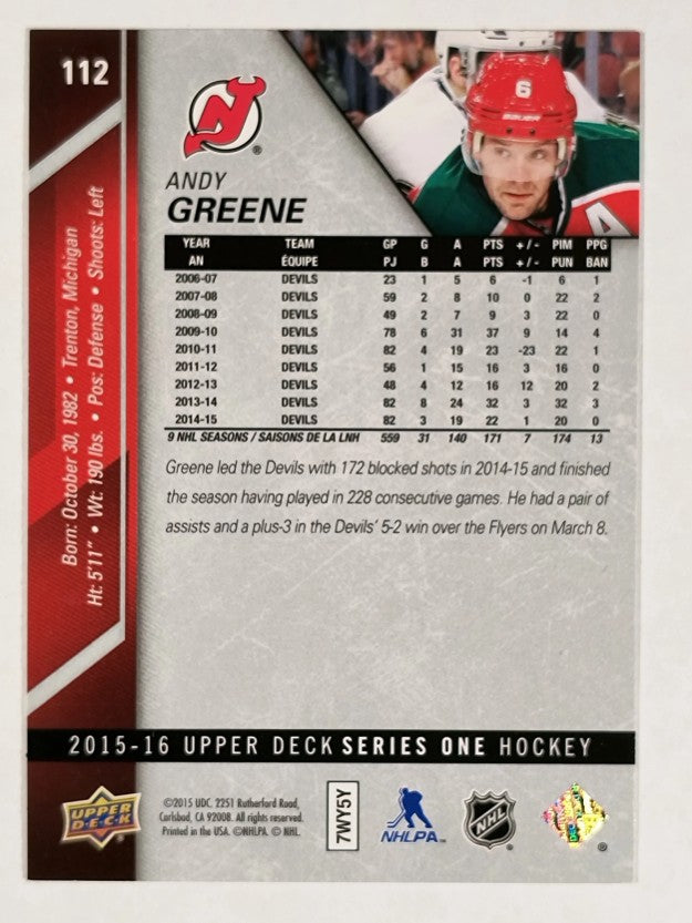 2015-16 Upper Deck #112 Andy Greene