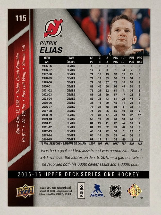2015-16 Upper Deck #115 Patrik Elias