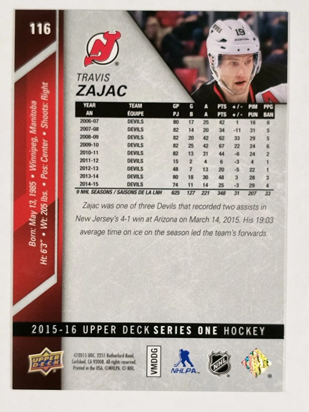 2015-16 Upper Deck #116 Travis Zajac
