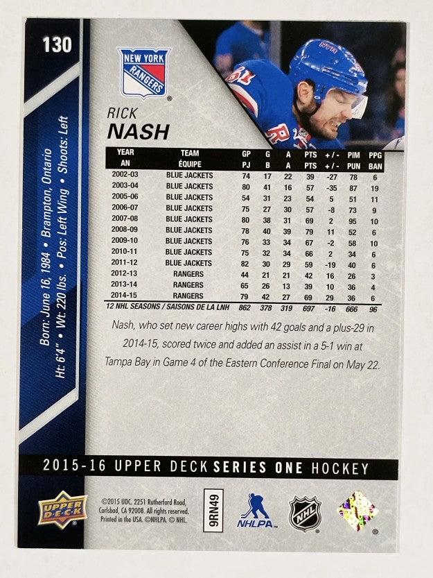 2015-16 Upper Deck #130 Rick Nash
