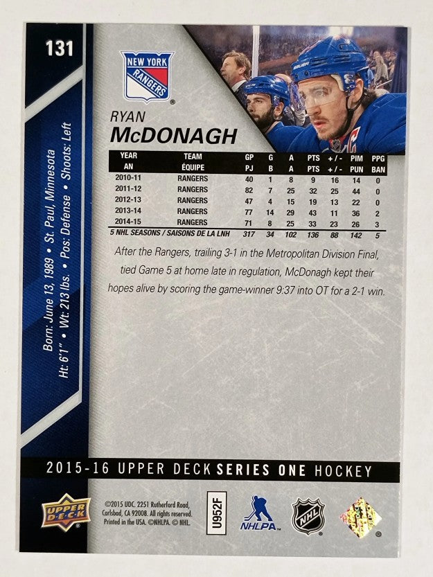 2015-16 Upper Deck #131 Ryan McDonagh