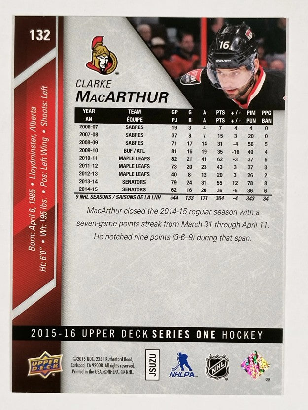 2015-16 Upper Deck #132 Clarke MacArthur