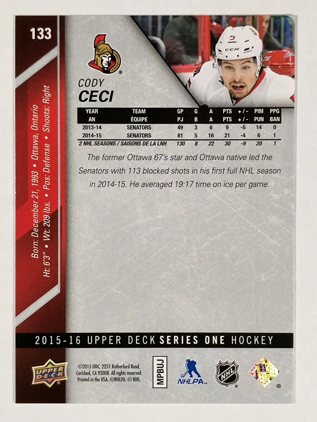 2015-16 Upper Deck #133 Cody Ceci