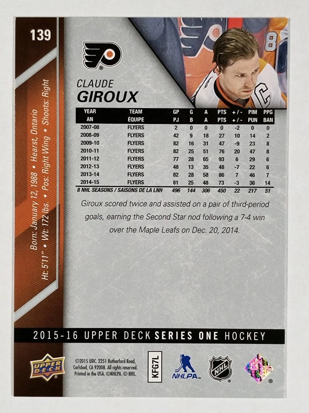 2015-16 Upper Deck #139 Claude Giroux