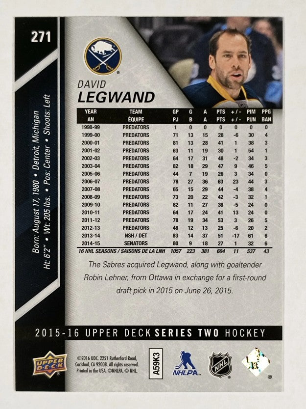 2015-16 Upper Deck #271 David Legwand