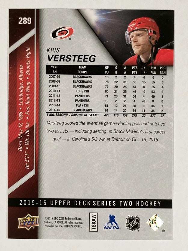 2015-16 Upper Deck #289 Kris Versteeg