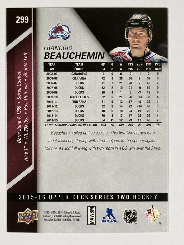 2015-16 Upper Deck #299 Francois Beauchemin