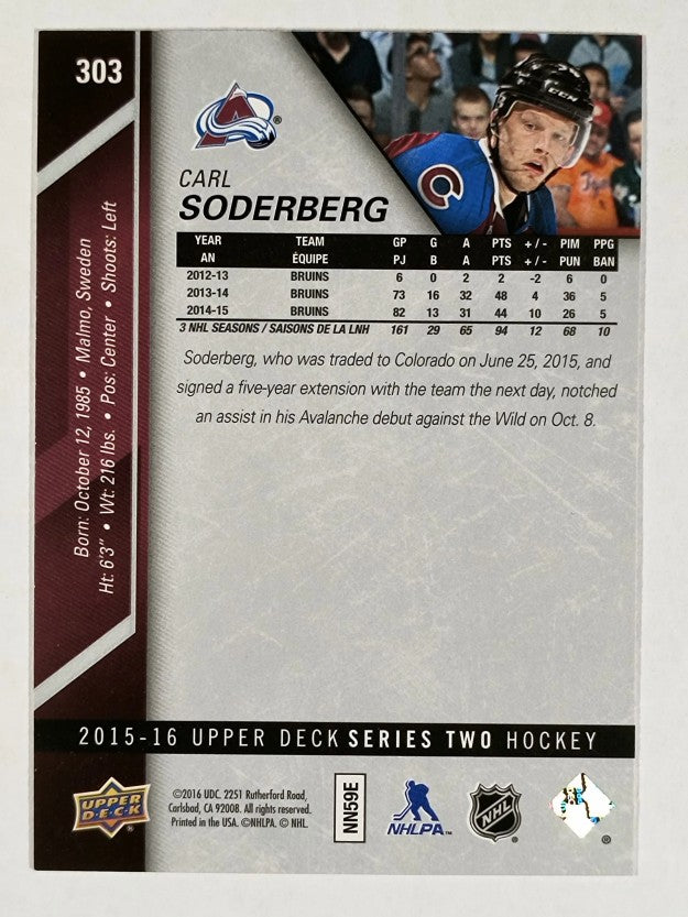 2015-16 Upper Deck #303 Carl Soderberg