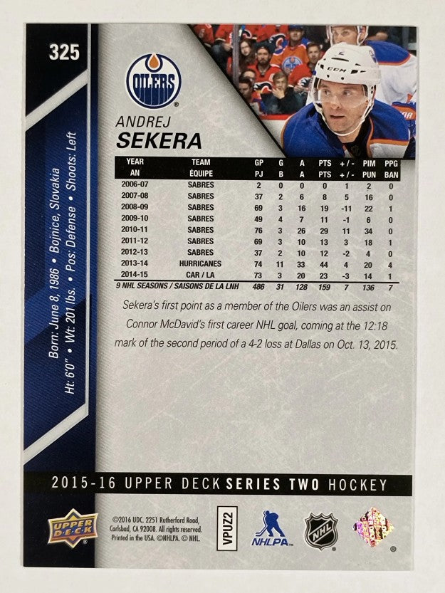 2015-16 Upper Deck #325 Andrej Sekera