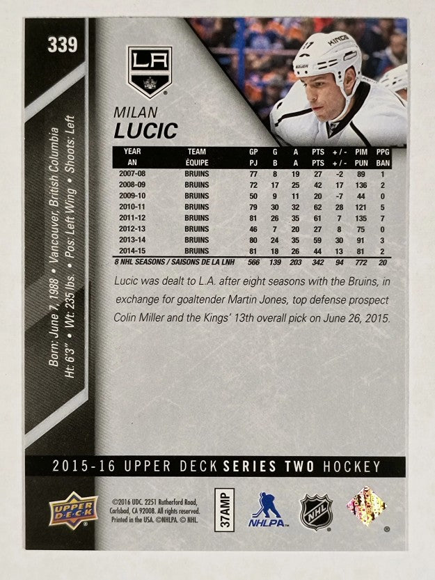 2015-16 Upper Deck #339 Milan Lucic