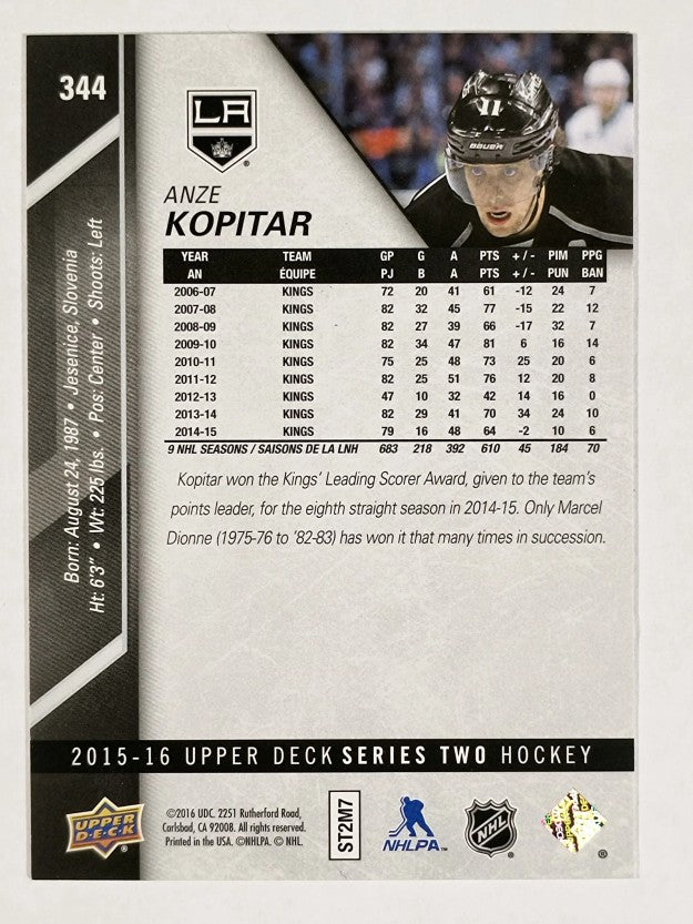 2015-16 Upper Deck #344 Anze Kopitar