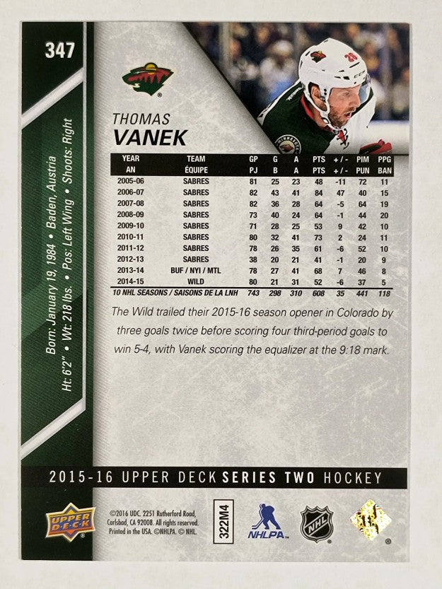 2015-16 Upper Deck #347 Thomas Vanek