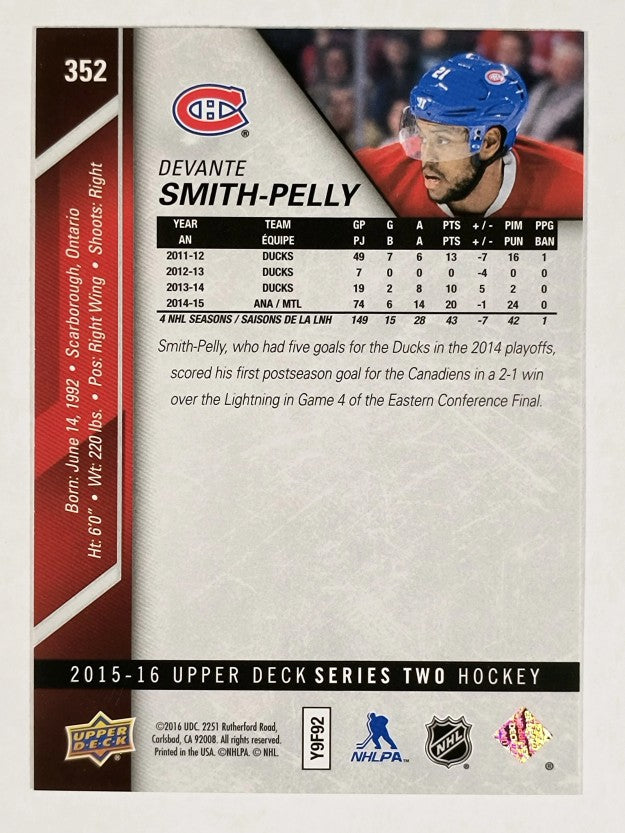 2015-16 Upper Deck #352 Devante Smith-Pelly