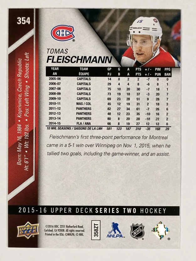 2015-16 Upper Deck #354 Tomas Fleischmann