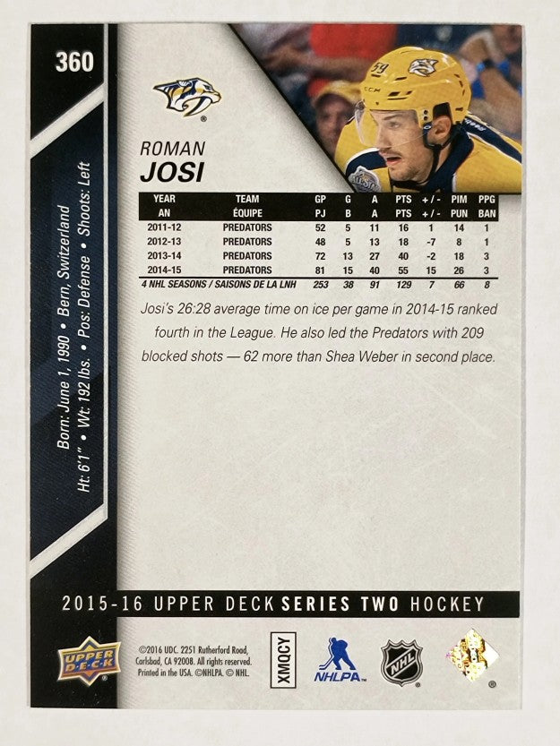 2015-16 Upper Deck #360 Roman Josi