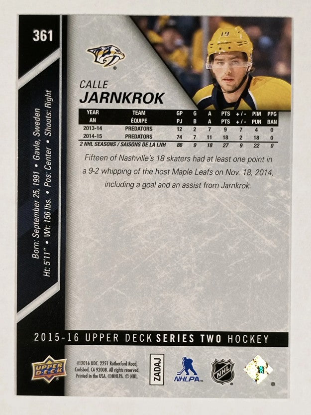 2015-16 Upper Deck #361 Calle Jarnkrok
