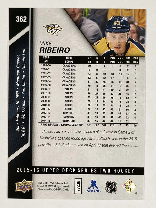 2015-16 Upper Deck #362 Mike Ribeiro
