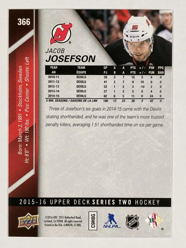 2015-16 Upper Deck #366 Jacob Josefson
