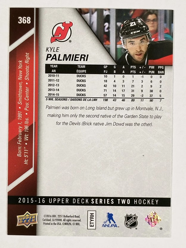 2015-16 Upper Deck #368 Kyle Palmieri