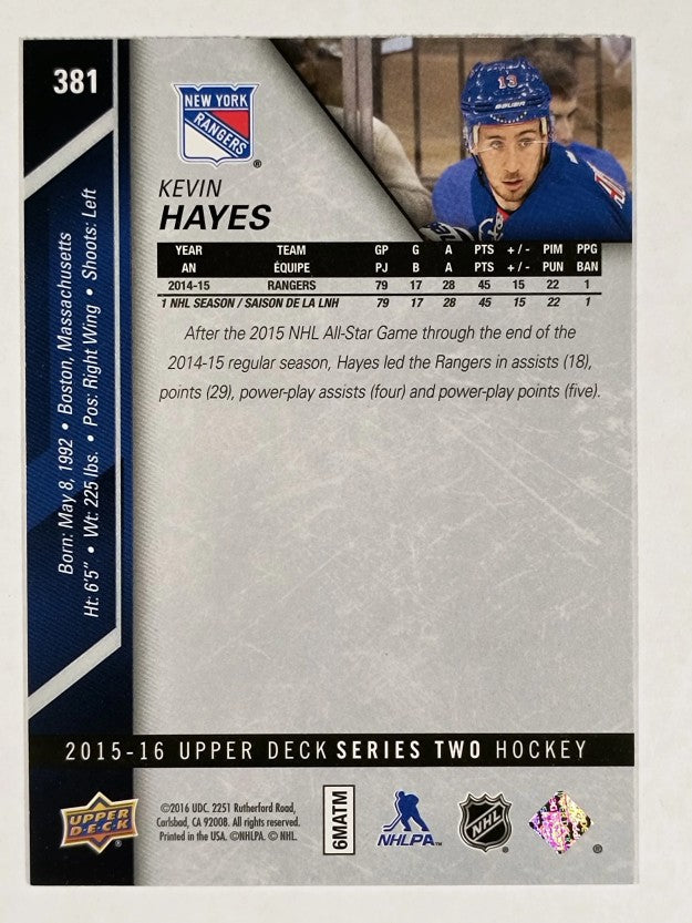 2015-16 Upper Deck #381 Kevin Hayes