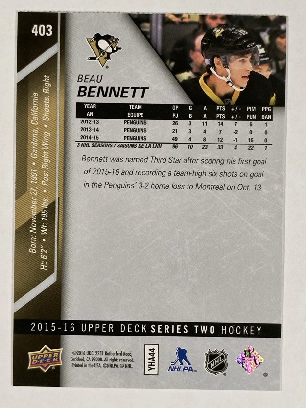2015-16 Upper Deck #403 Beau Bennett