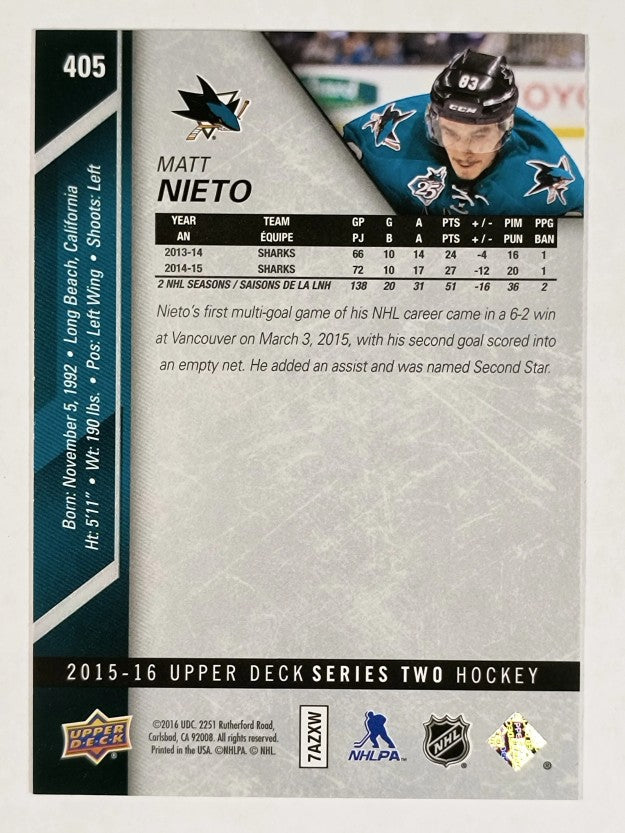 2015-16 Upper Deck #405 Matt Nieto