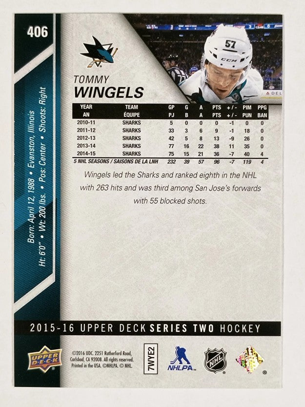2015-16 Upper Deck #406 Tommy Wingels