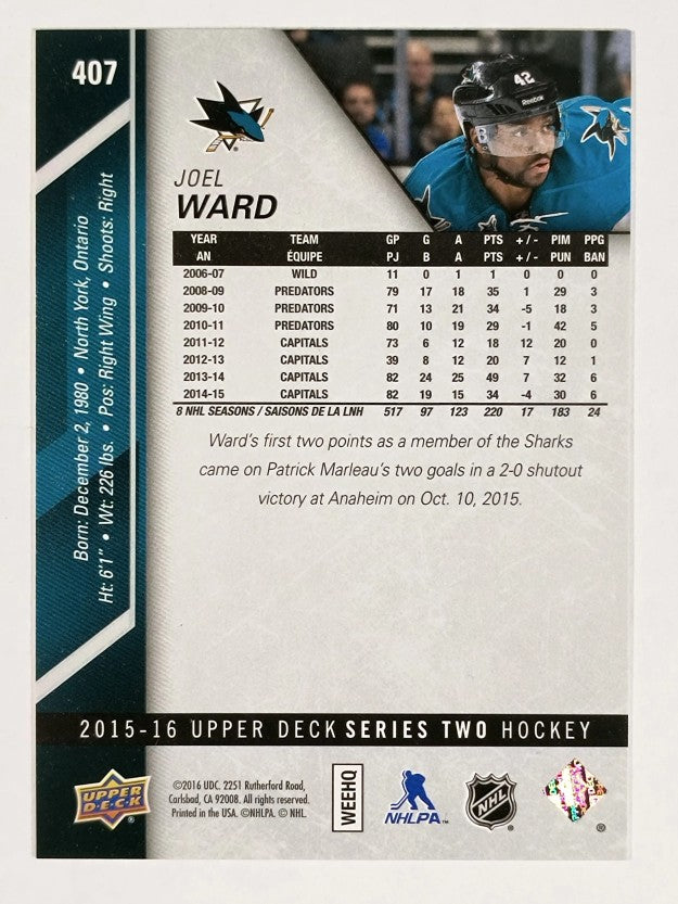 2015-16 Upper Deck #407 Joel Ward