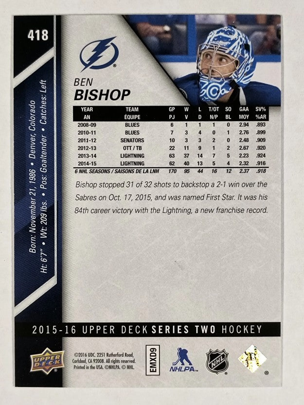 2015-16 Upper Deck #418 Ben Bishop