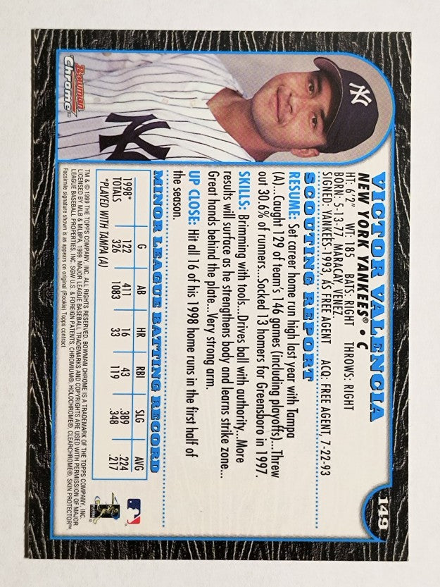 1999 Bowman Chrome #149 Victor Valencia RC