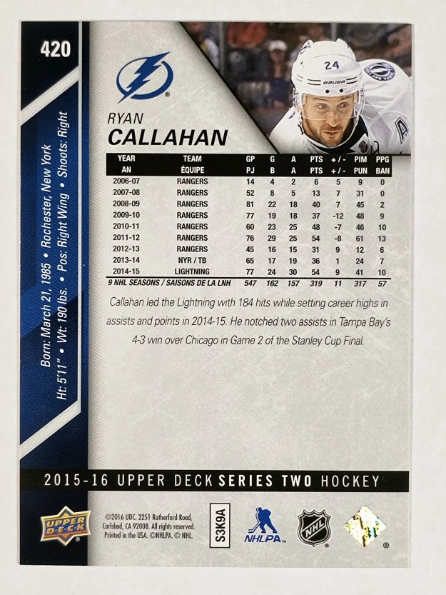 2015-16 Upper Deck #420 Ryan Callahan