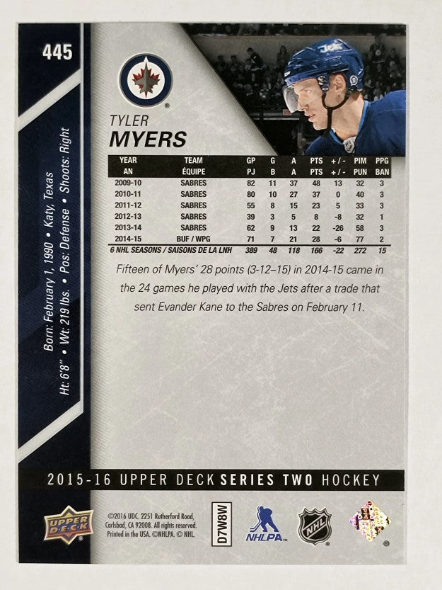 2015-16 Upper Deck #445 Tyler Myers