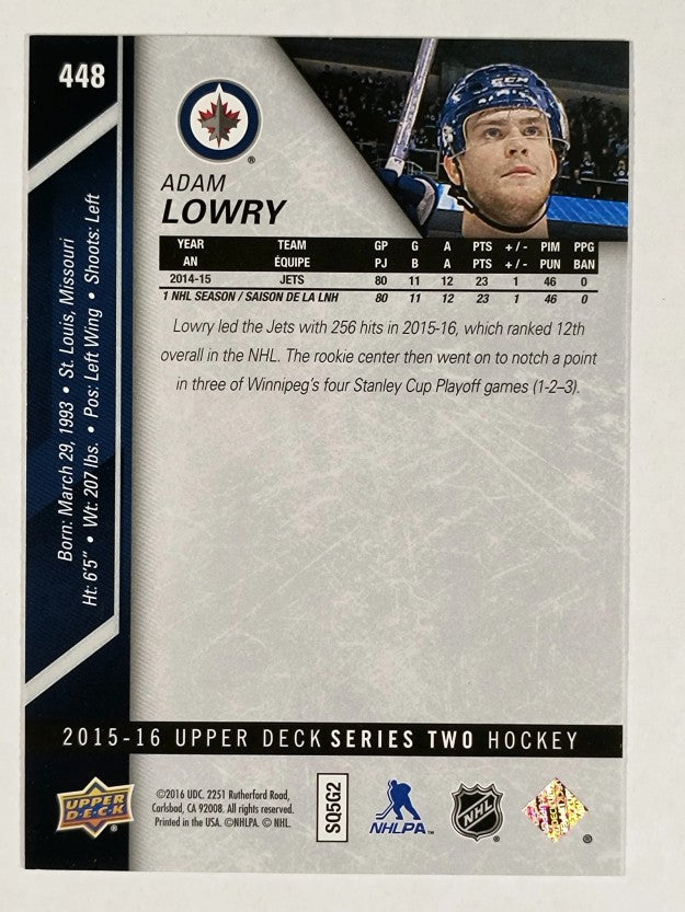 2015-16 Upper Deck #448 Adam Lowry