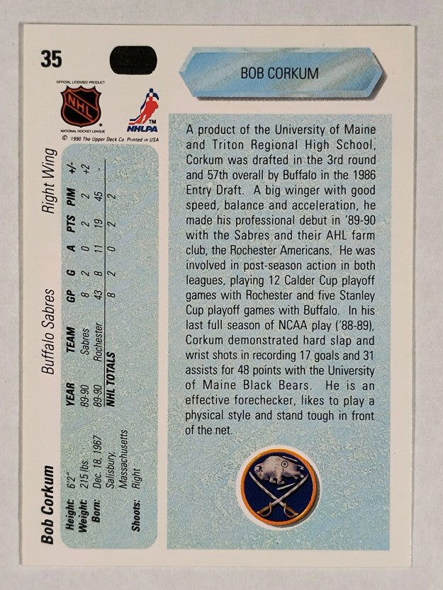 1990-91 Upper Deck #35 Bob Corkum RC