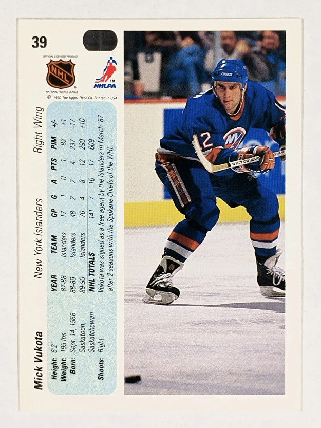 1990-91 Upper Deck #39 Mick Vukota RC