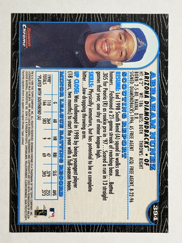 1999 Bowman Chrome #394 Abraham Nunez RC