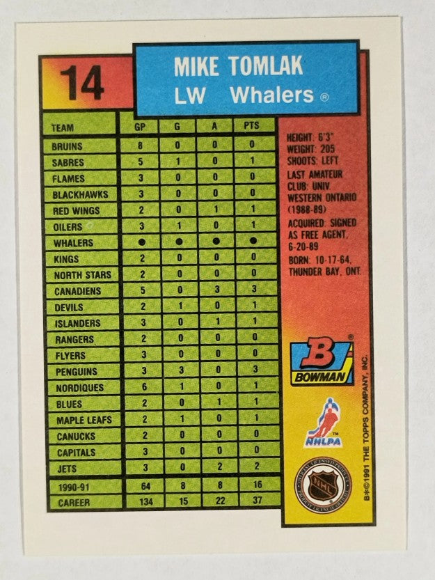 1991-92 Bowman #14 Mike Tomlak