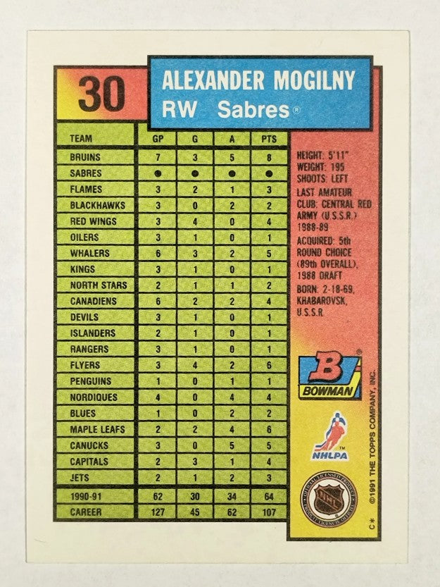 1991-92 Bowman #30 Alexander Mogilny