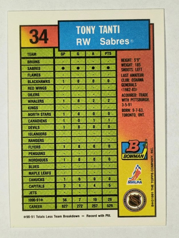 1991-92 Bowman #34 Tony Tanti