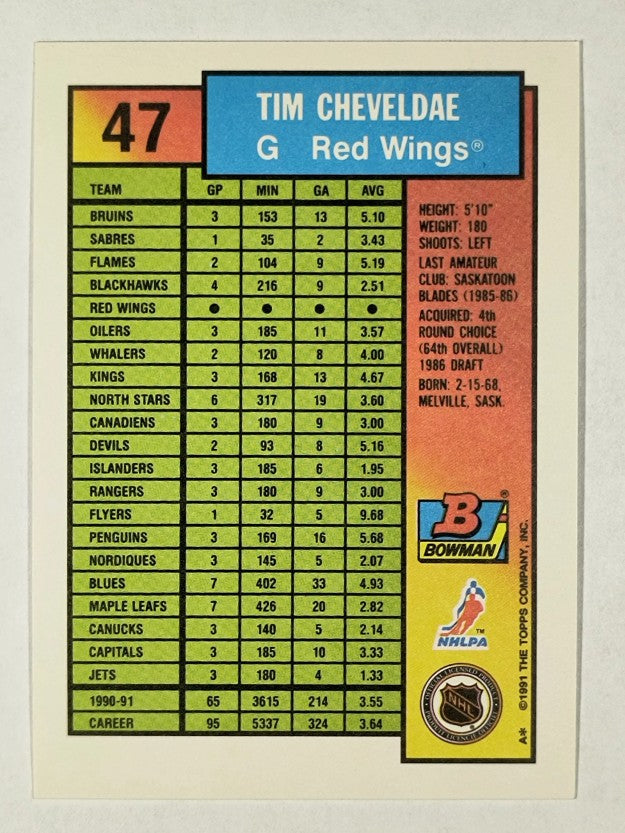 1991-92 Bowman #47 Tim Cheveldae