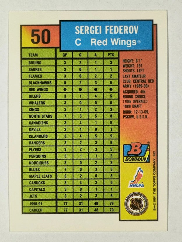 1991-92 Bowman #50 Sergei Fedorov