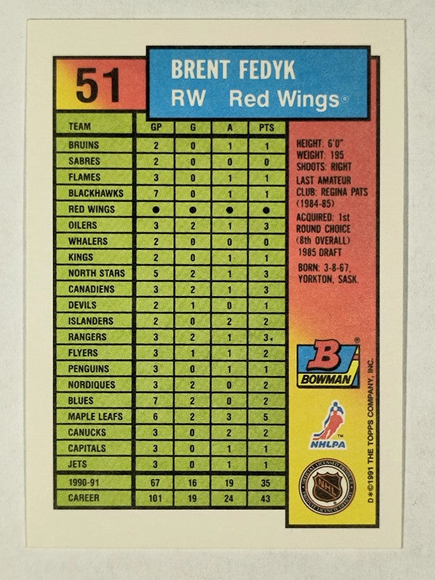1991-92 Bowman #51 Brent Fedyk