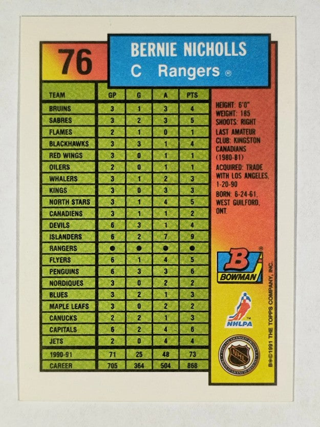 1991-92 Bowman #76 Bernie Nicholls