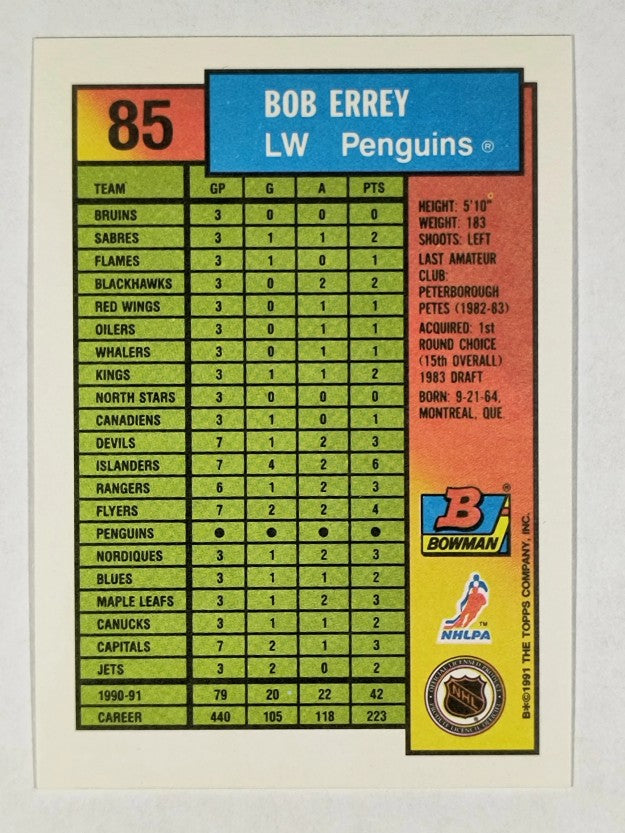 1991-92 Bowman #85 Bob Errey