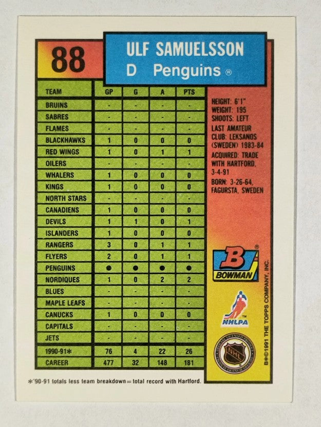 1991-92 Bowman #88 Ulf Samuelsson