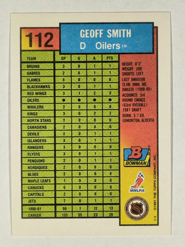 1991-92 Bowman #112 Geoff Smith