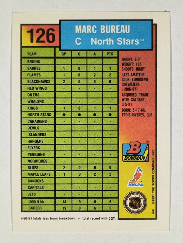 1991-92 Bowman #126 Marc Bureau