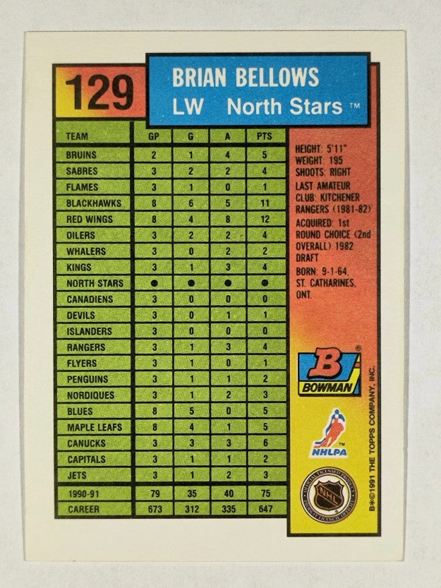 1991-92 Bowman #129 Brian Bellows