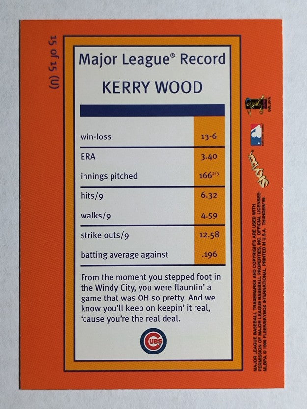 1999 SkyBox Thunder Unleashed #U15 Kerry Wood